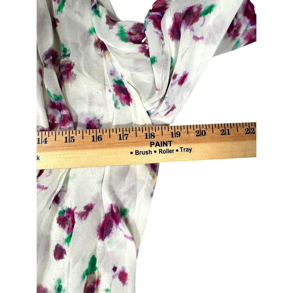 Anthropologie The Estela Blouse M Sheer Floral Printed Boho V-Neck Top Peasant